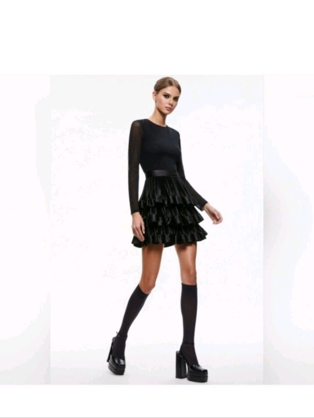 ALICE + OLIVIA CHARA TIERED RUFFLE MINI DRESS SIZE 4 $495 - Picture 8 of 16